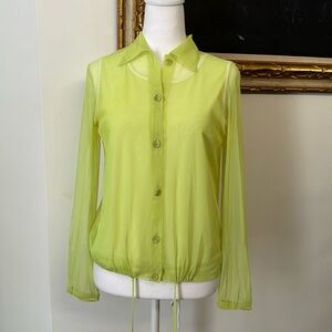CLICHY Petite neon green sheer blouse and tank top set